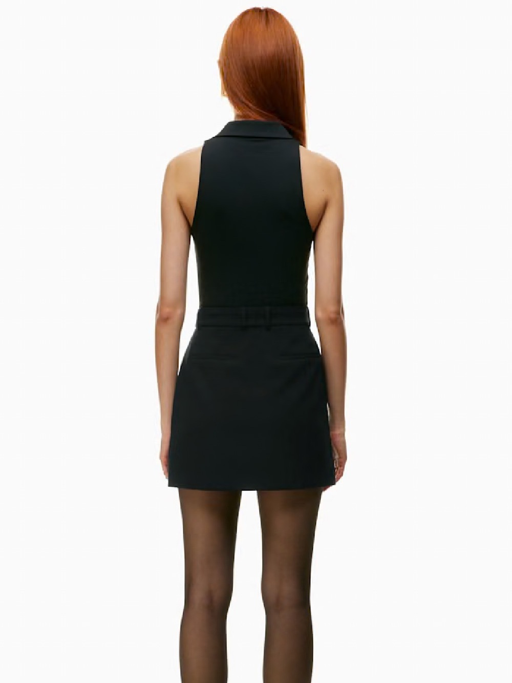 Aritzia Babaton Contour Polo Tank Black Sleeveless V-Neck Top Small - Picture 7 of 8